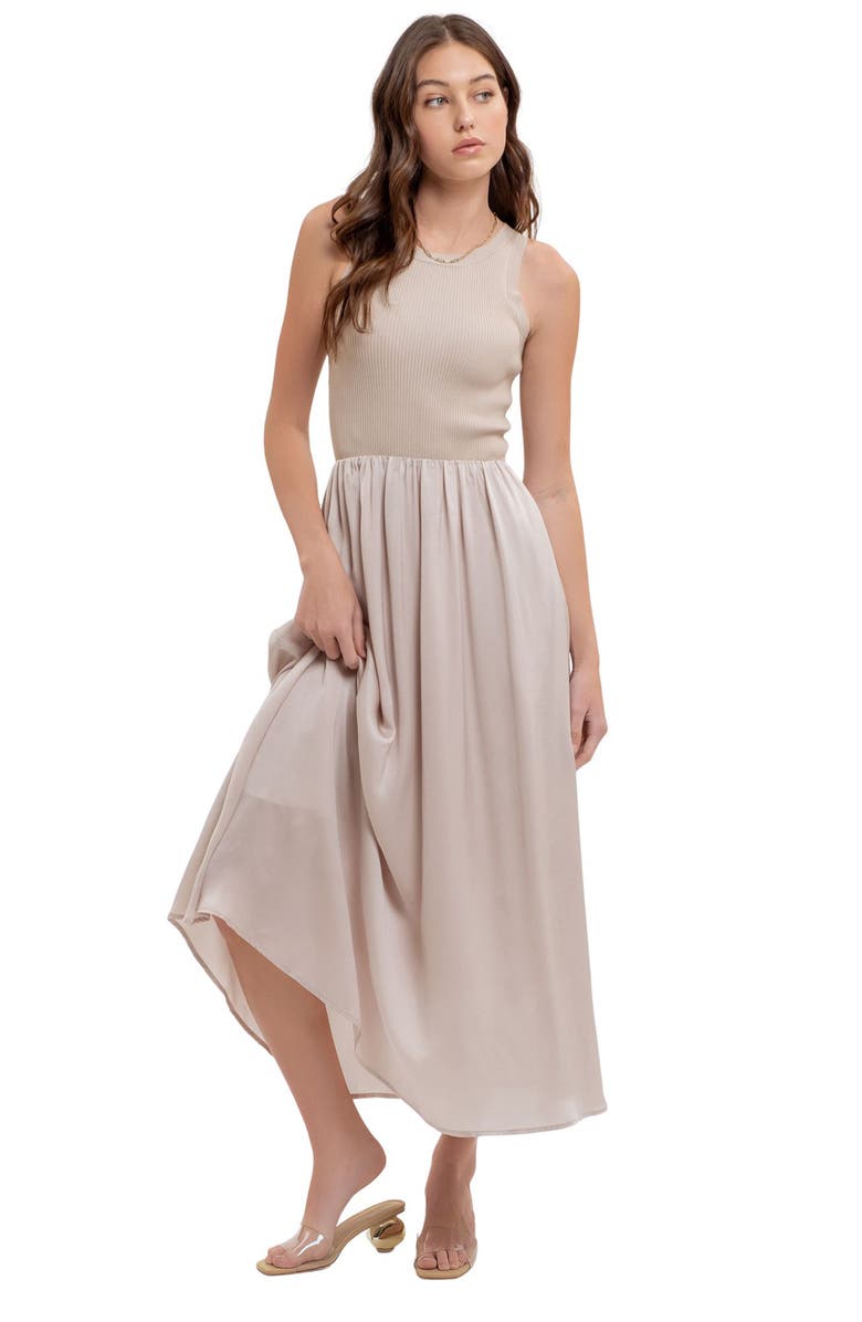 Mixed Media Knit Midi Dress