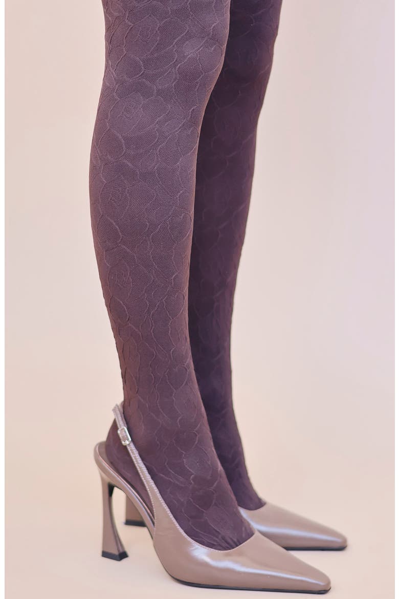Rosette Lace Tights, Alternate, color, BROWN