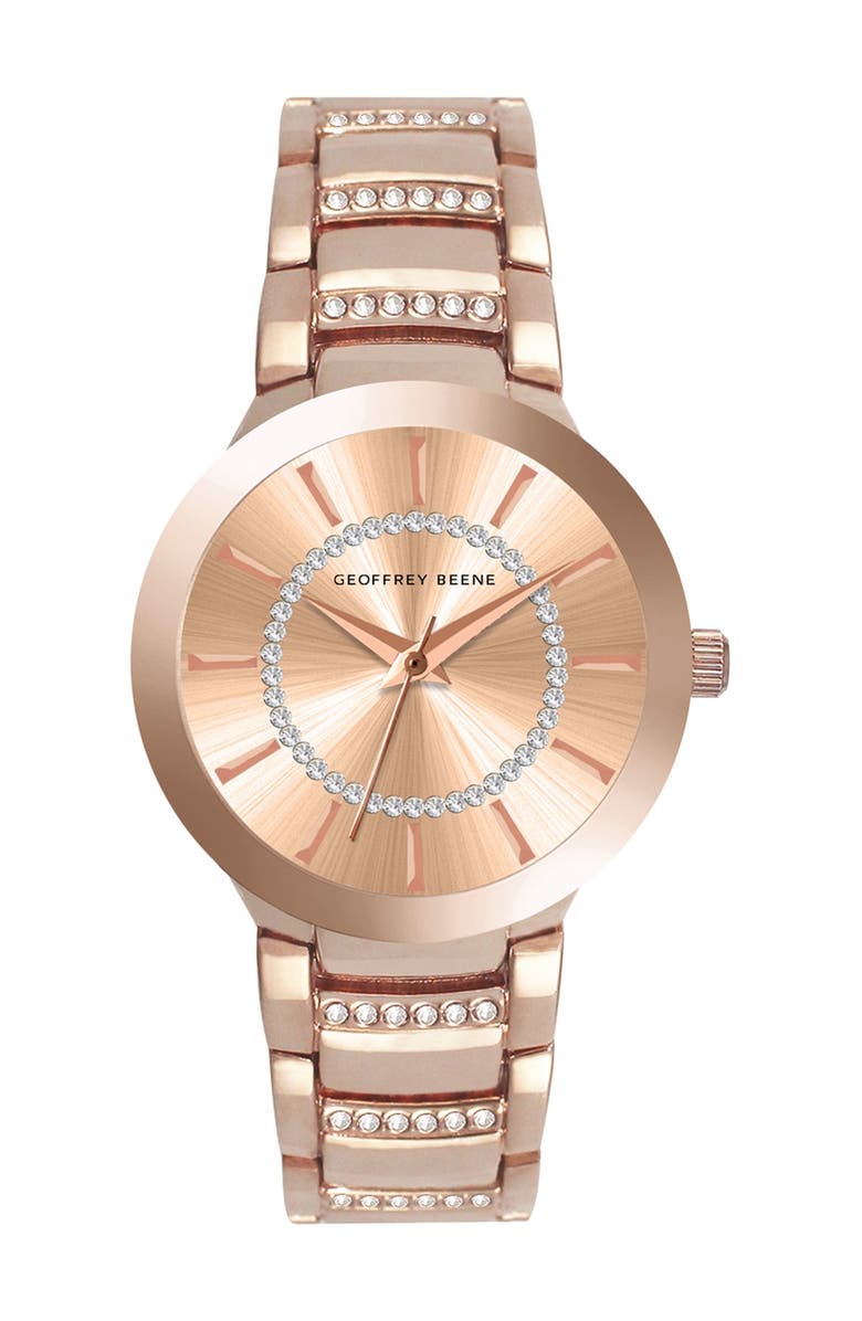 GEOFFREY BEENE Women's Crystal Bracelet Watch, 30mm, Main, color, 