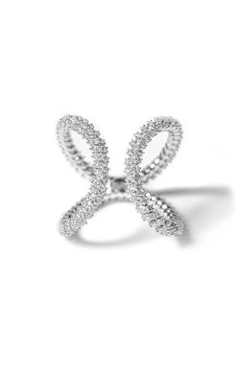 ZARUX Modern Rope Ring with Moissanite stone, Main, color, 