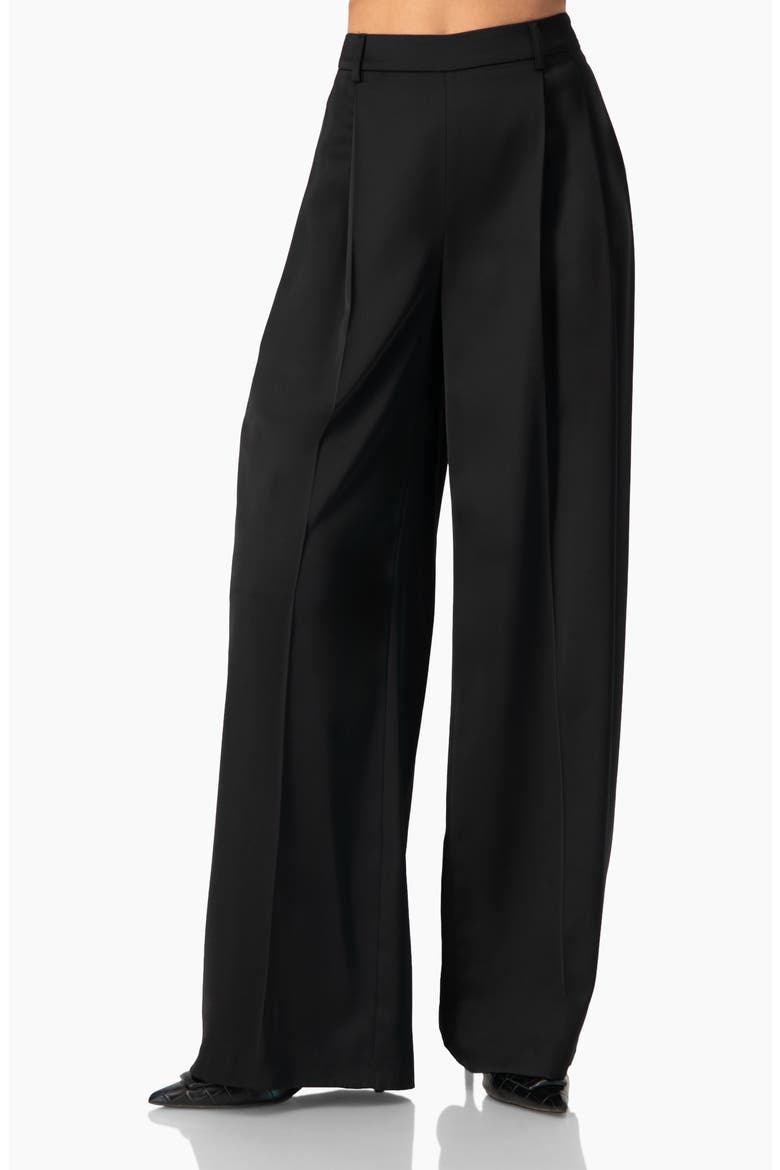 Satin Wide Leg Tailored Pants, Main, color, Black