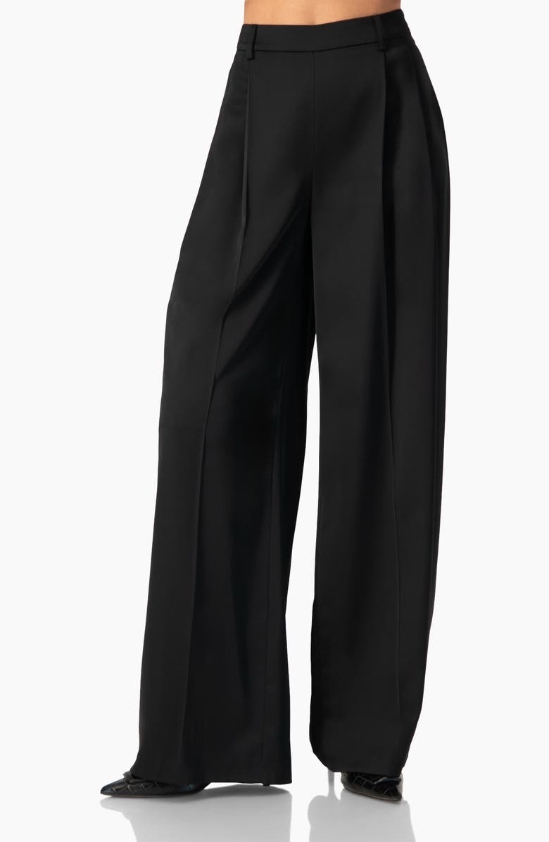 IVONNE Satin Wide Leg Tailored Pants, Main, color, Black
