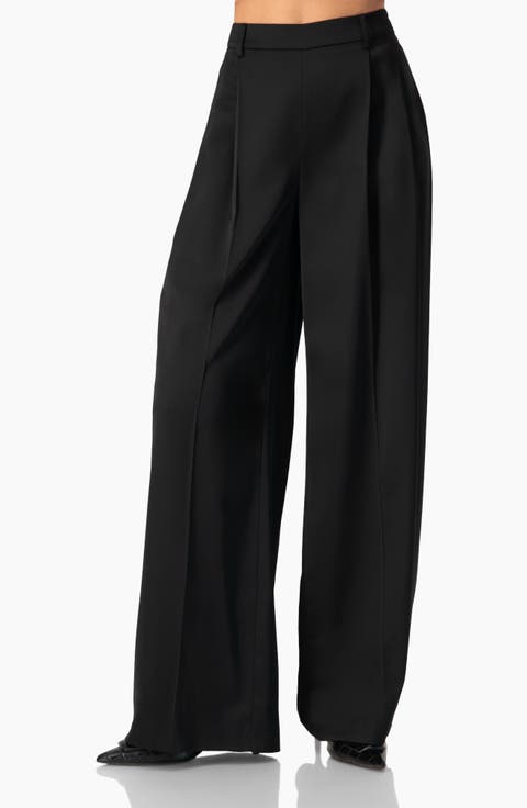 Satin Wide Leg Tailored Pants