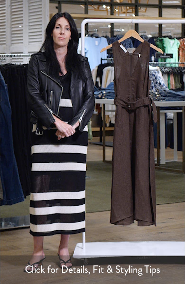 Sleeveless Belted Linen Midi Dress, sales video thumbnail