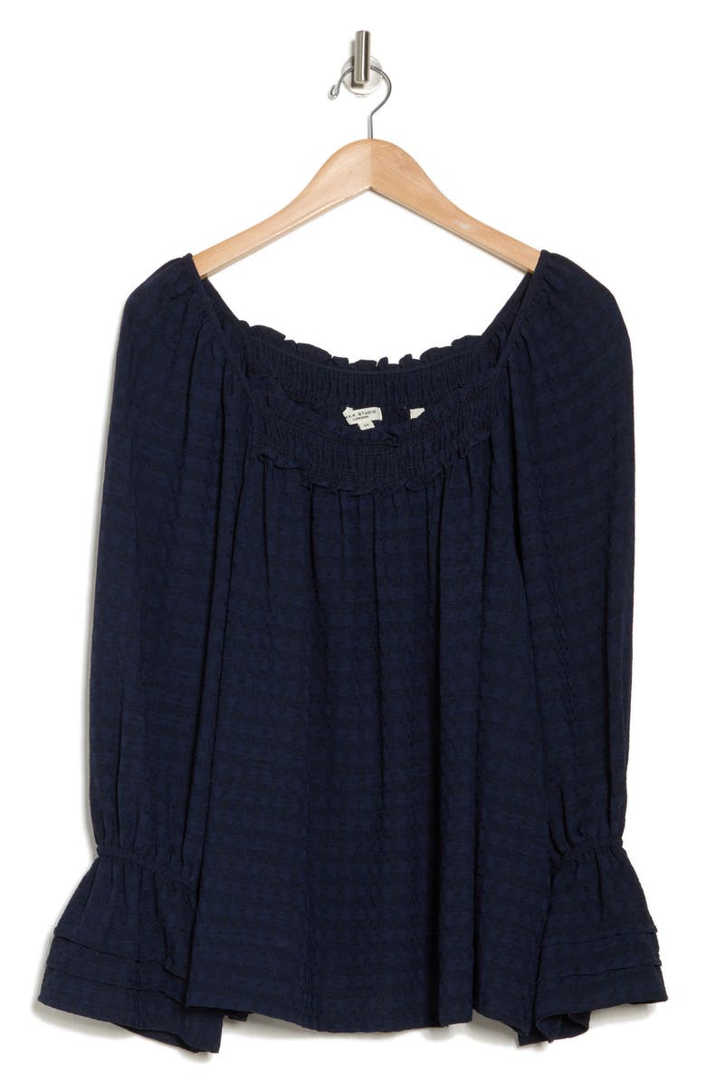 MAX STUDIO Flutter Sleeve Top, Alternate, color, Navy