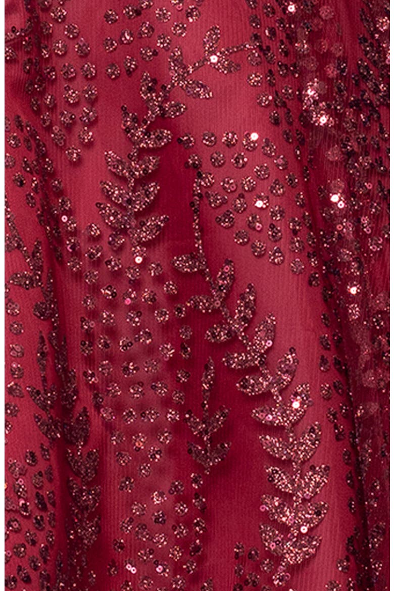 Glitter Illusion Lace-Up Fit & Flare Dress, Alternate, color, WINE