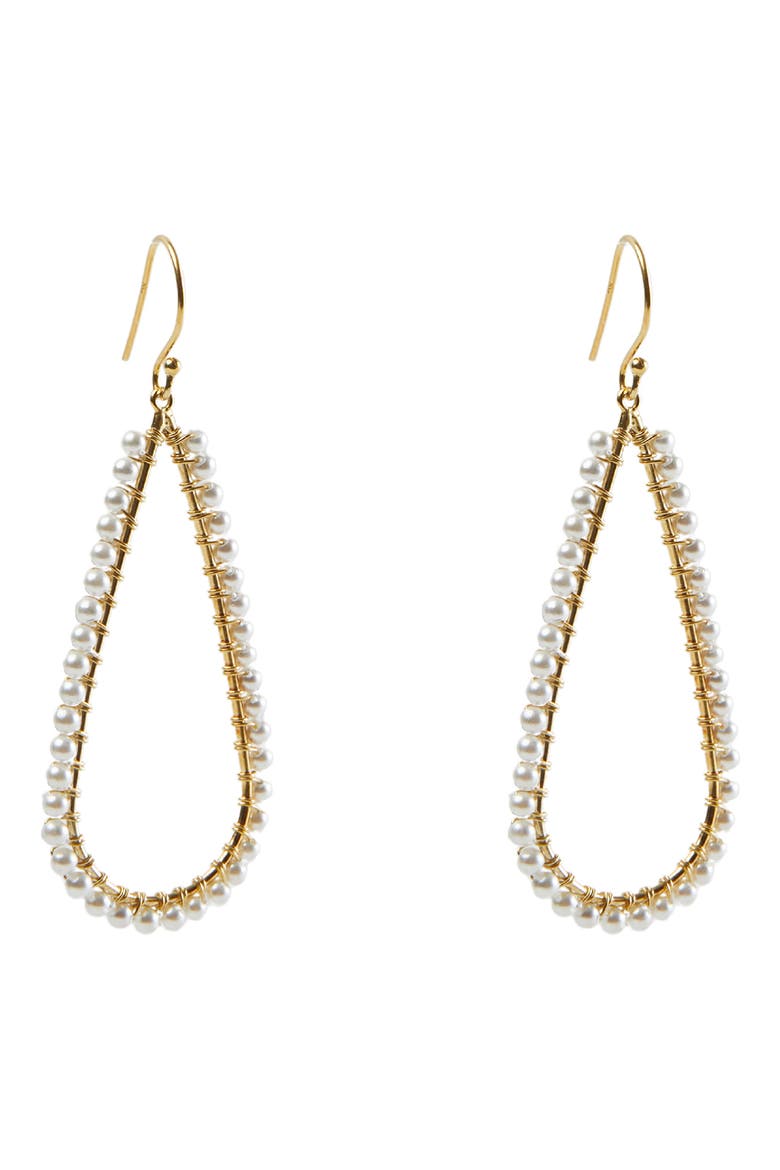 Imitation Pearl Teardrop Earrings, Main, color, GOLD