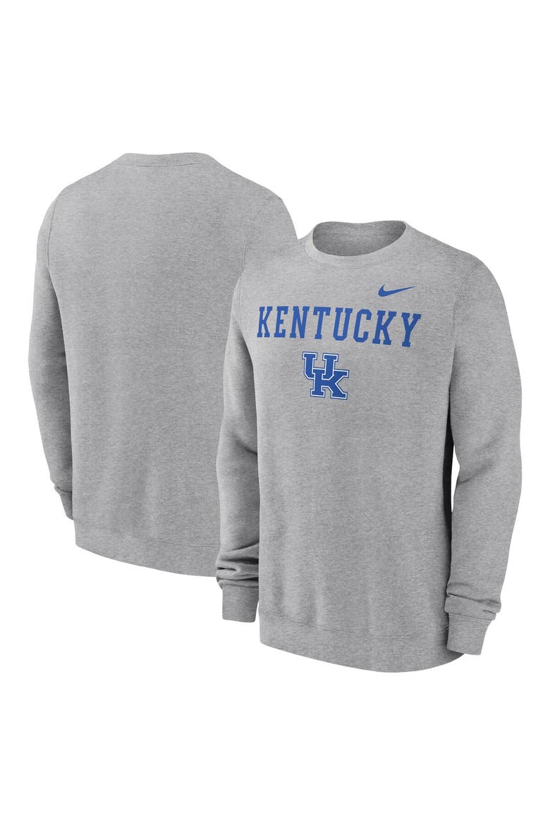 Men's Nike Heather Gray Kentucky Wildcats Primetime Primary Stack Pullover Sweatshirt, Main, color, Heather Gray