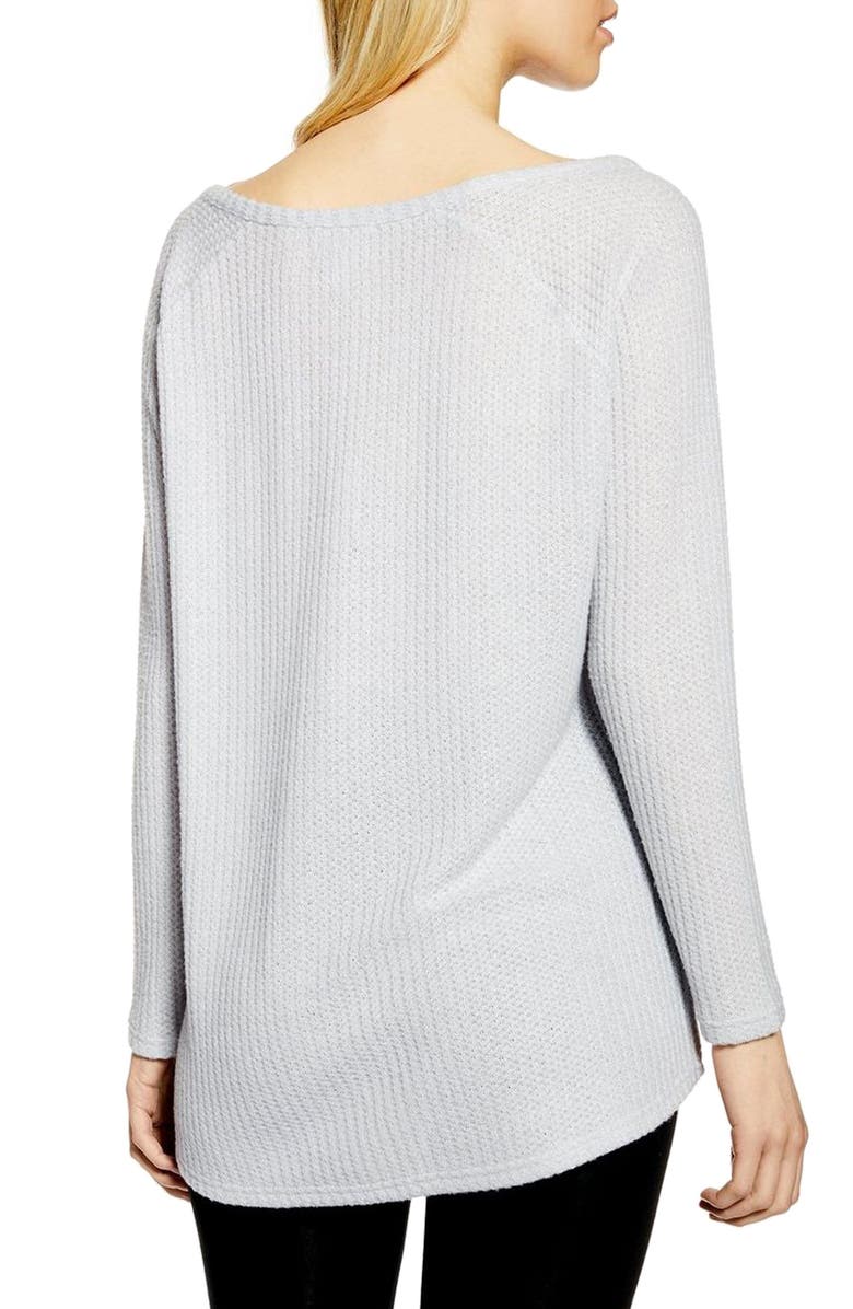 Topshop Waffle Henry Shirt, Alternate, color, 