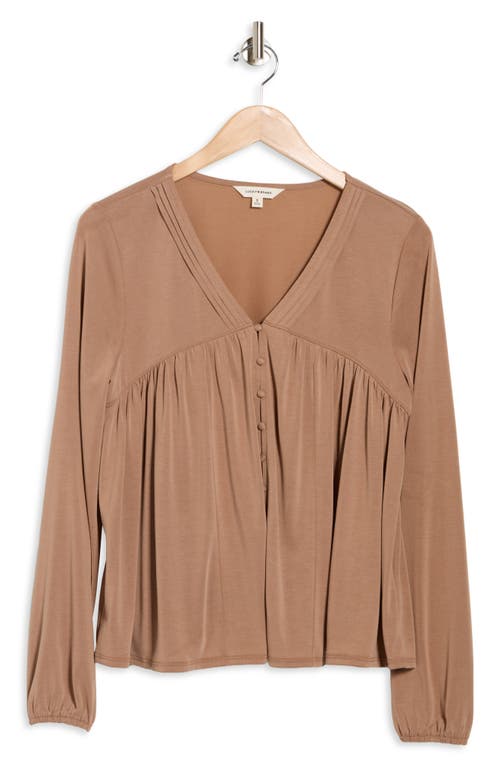 Lucky Brand Button & Loop Top In Brown