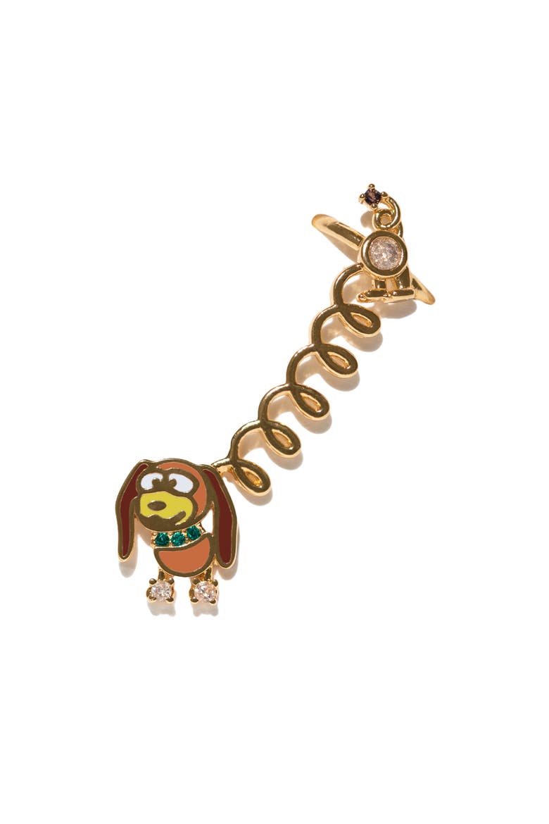 x Disney® Pixar Toy Story Slink Dog Single Stud & Cuff Earring, Main, color, GOLD