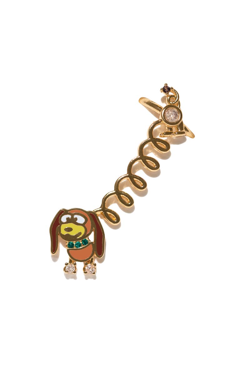 Girls Crew x Disney<sup
®</sup
 Pixar Toy Story Slink Dog Single Stud 
Cuff Earring, Main, color, Gold