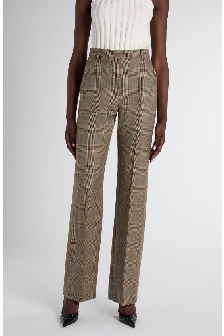 Country Glen Plaid High Waist Wool Straight Leg Pants, Main, color, OFF WHITE MULTI