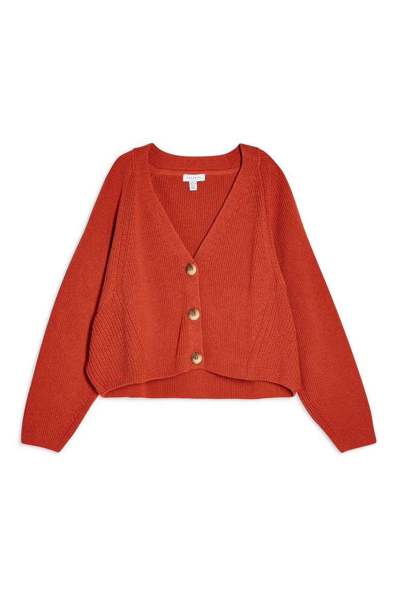 V-Neck Cropped Cardigan, Alternate, color, ORANGE