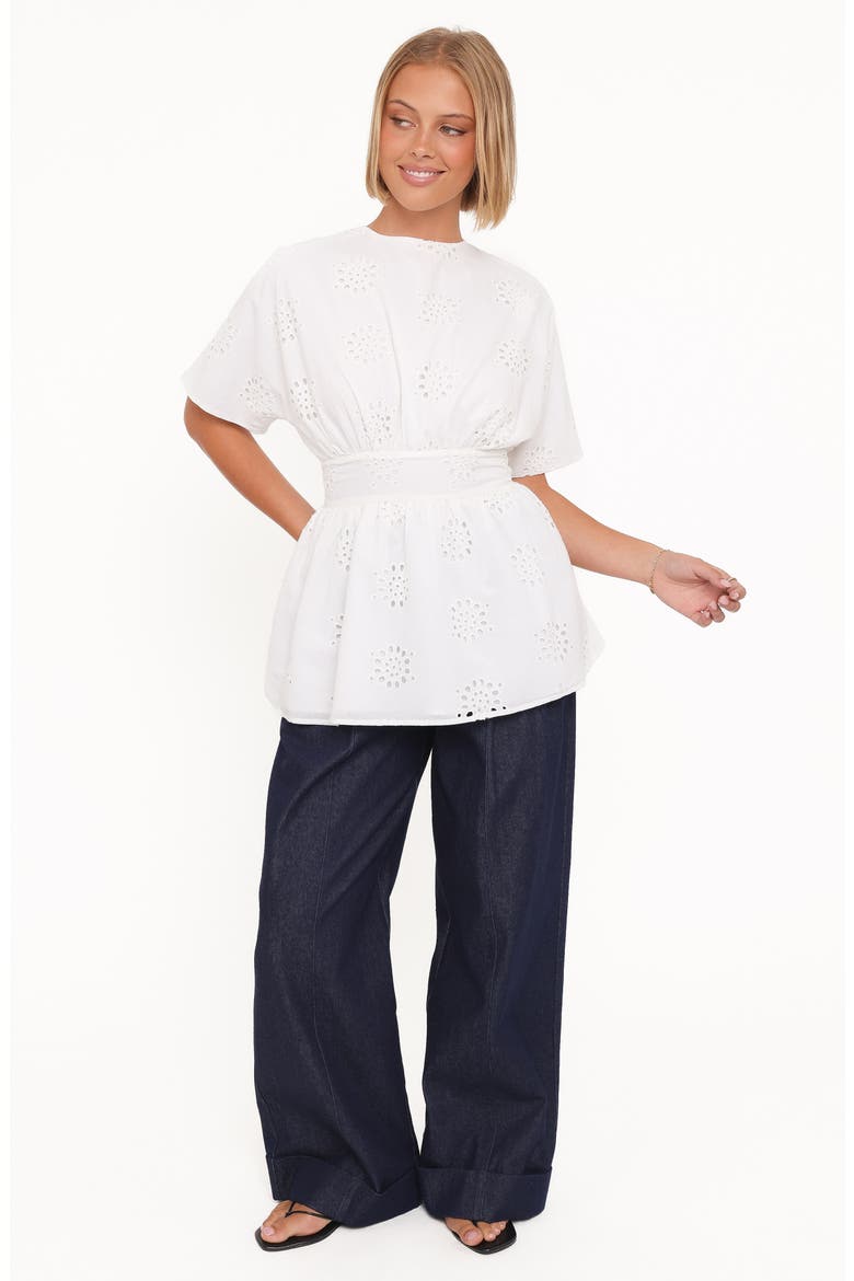Carmel Tie Back Cotton Broderie Anglaise Tunic, Alternate, color, WHITE EMBROIDERY