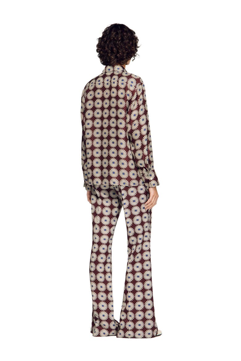Floral print silk shirt, Alternate, color, Marron / bleu