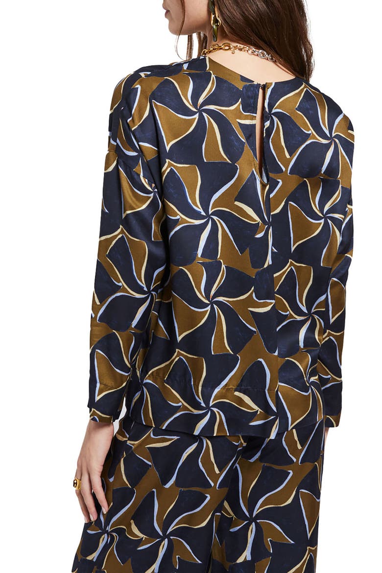 Viscose Blouse With Long Sleeves, Alternate, color, Blue