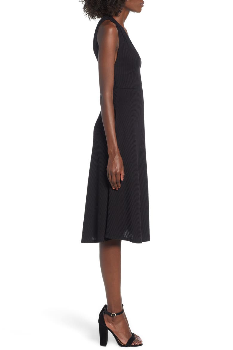 Rib Knit Midi Dress, Alternate, color, BLACK