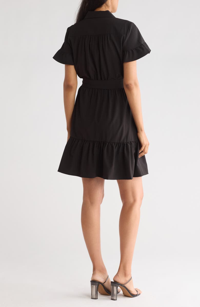 DKNY Tie Waist Ruffle Hem Dress, Alternate, color,