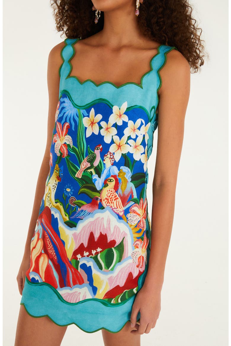 Garden of Life Linen Minidress, Alternate, color, BLUE