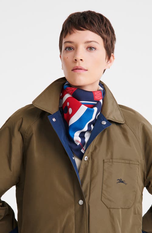Longchamp Eiffel Tower Rider Silk Square Scarf In Multi