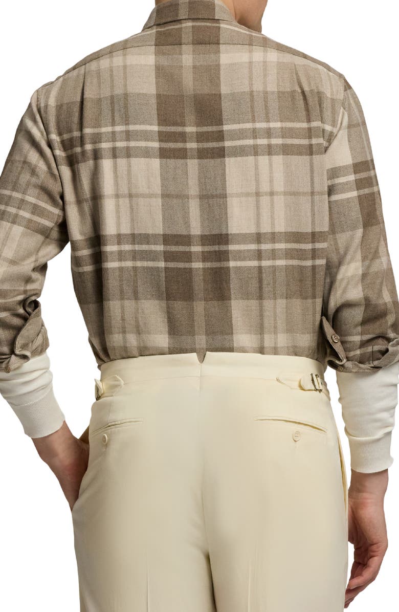 Ralph Lauren Purple Label Plaid Cashmere Button-Up Shirt, Alternate, color,