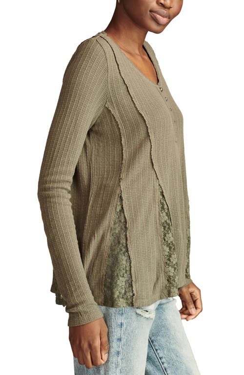 Shop Lucky Brand Lace Godet Swing Henley In 310 Olive