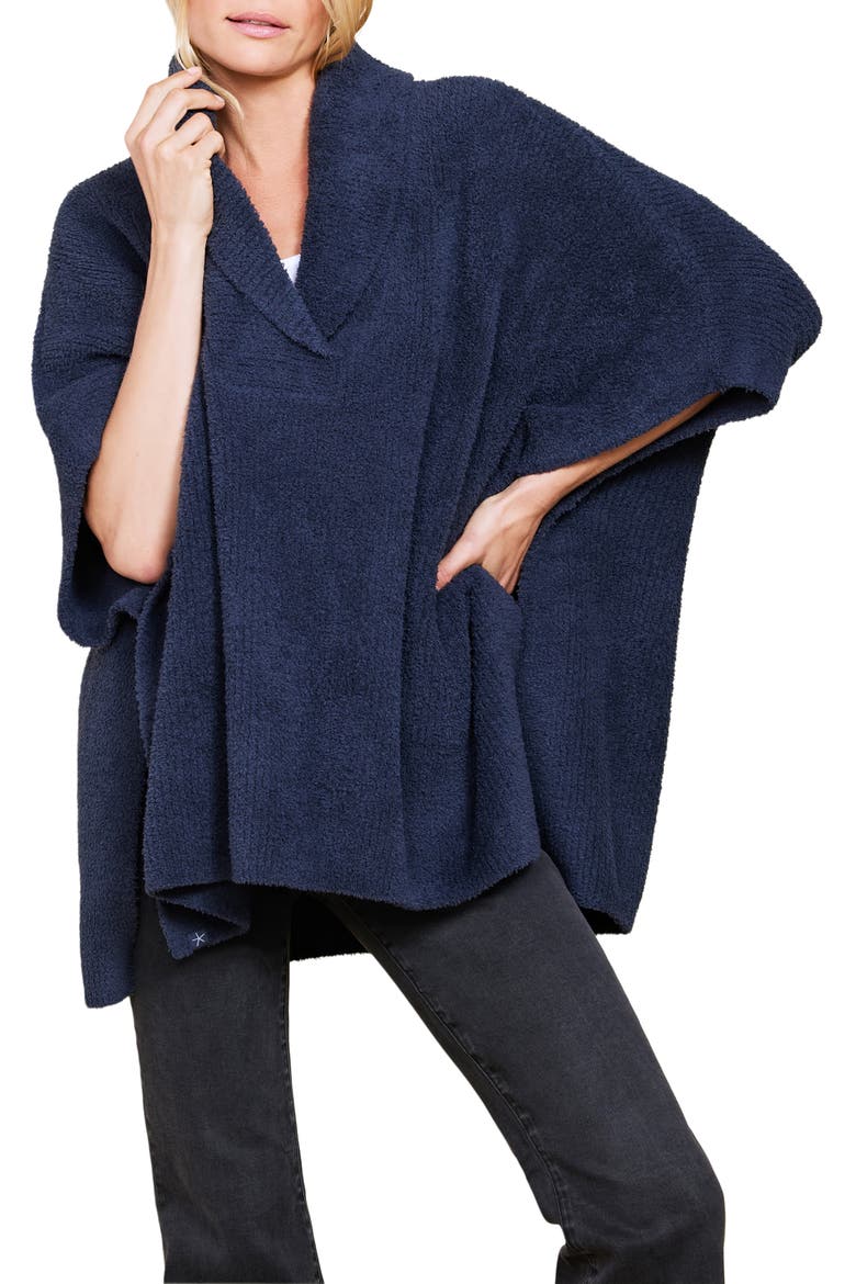 CozyChic® Shawl Collar Poncho, Alternate, color, TIDEWATER