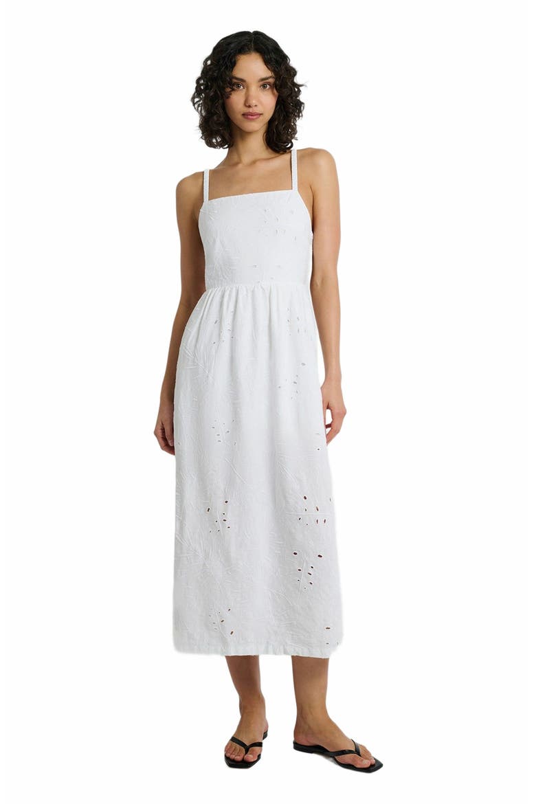 Air Linen Straight Neck Maxi Dress, Main, color, WHITE