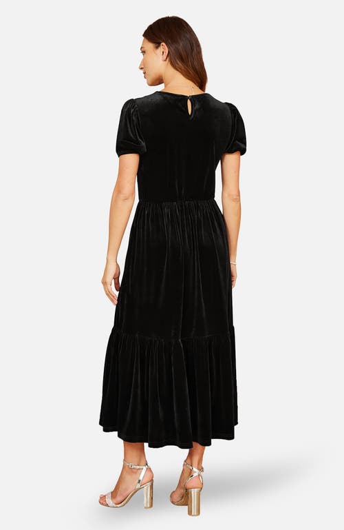 Yumi Velvet Midi Dress In Black