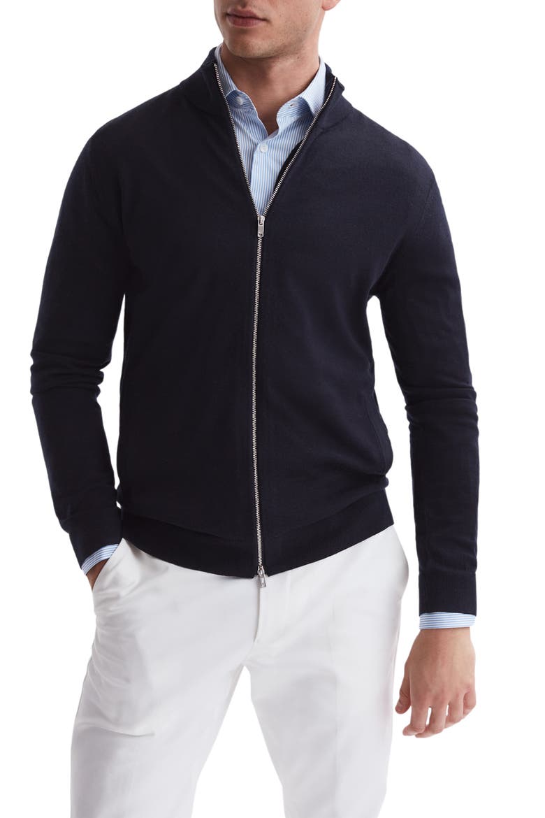 Hampshire Wool Zip Cardigan, Main, color, NAVY