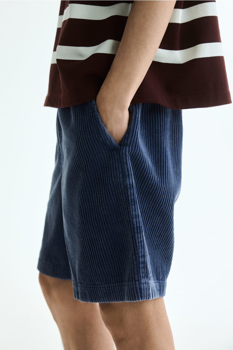 Loose-fit Corduroy Shorts, Alternate, color, Dark blue
