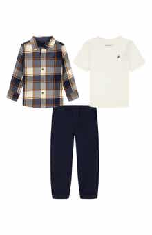 Nautica Kids' T-Shirt, Flannel & Pull-On Pants Set