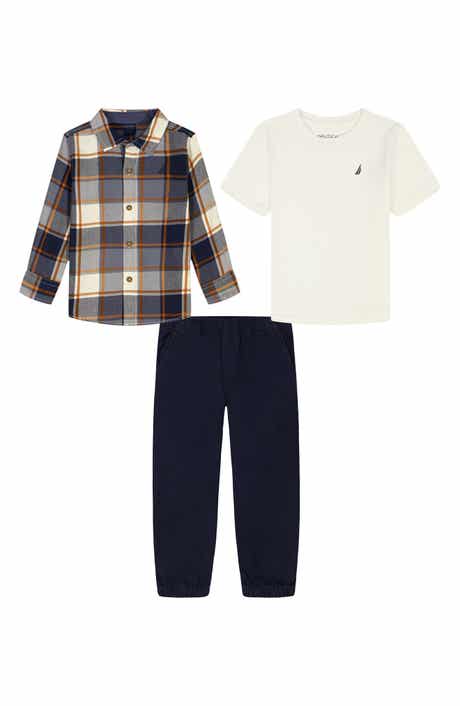 Nautica Kids' T-Shirt, Flannel & Pull-On Pants Set