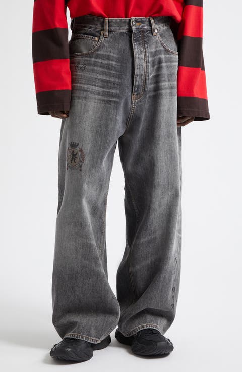 Tattoo Print Baggy Jeans