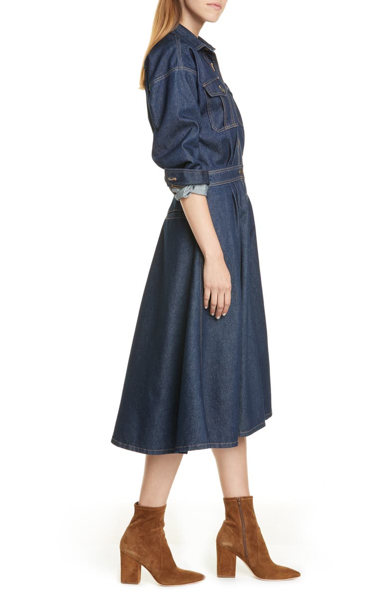 Polo Ralph Lauren Long Sleeve A-Line Denim Dress, Alternate, color, 