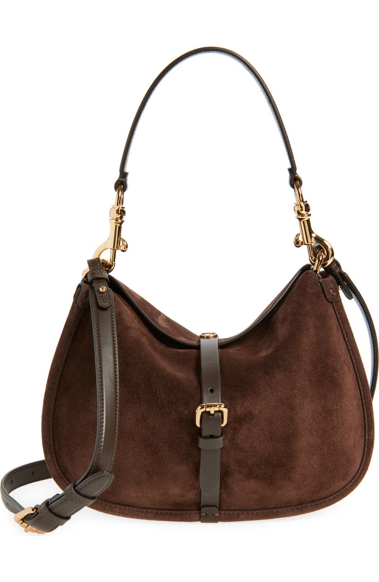 Etro Belted Suede Hobo Bag, Main, color,