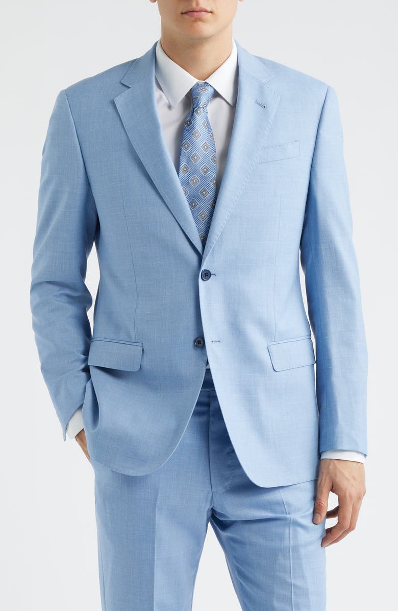Emporio Armani Light Blue Mélange Wool & Silk Blend Suit, Alternate, color, Light Blue