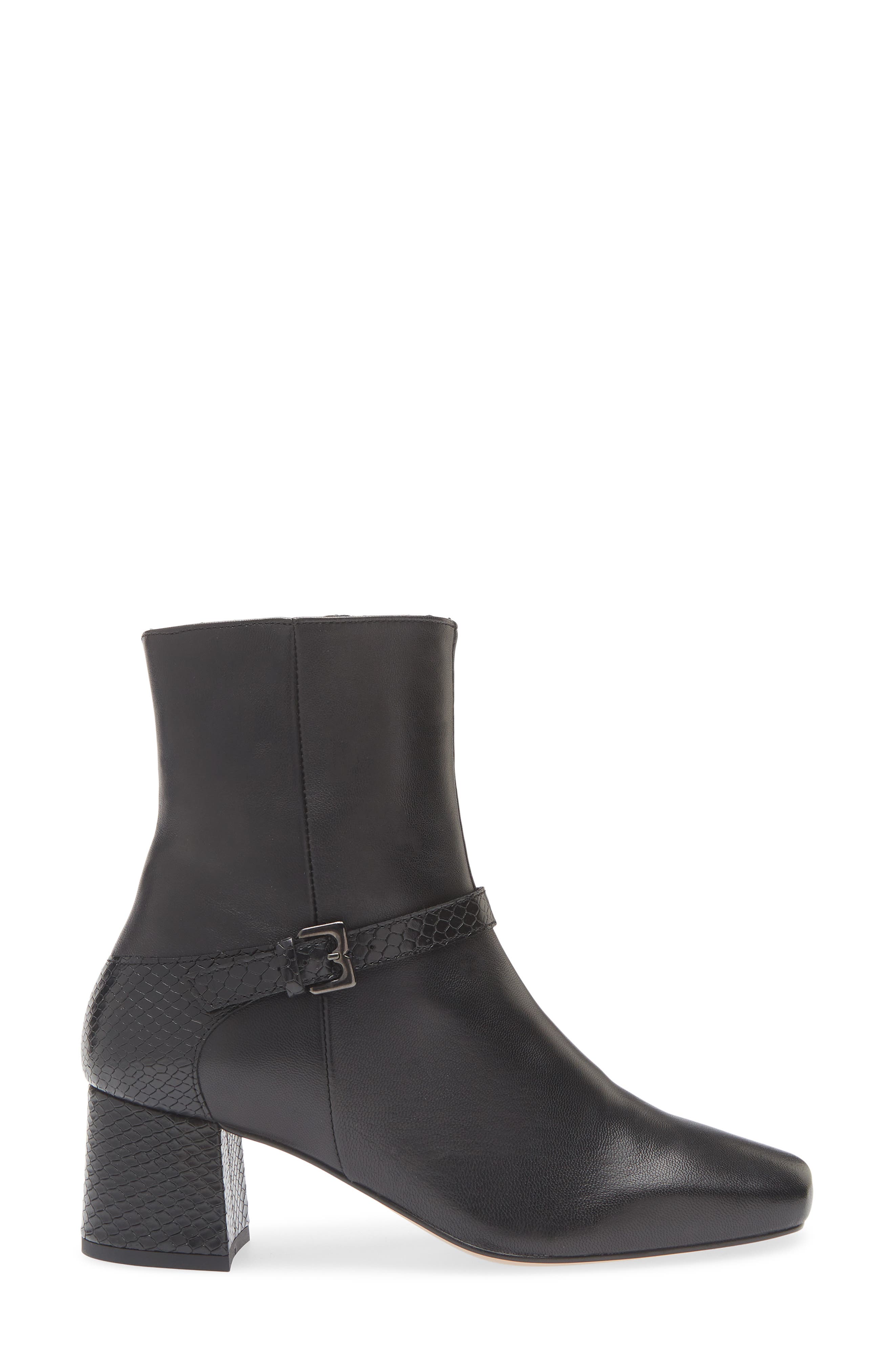 Bruno Magli Danica Square Toe Bootie, Alternate, color, Black Leather