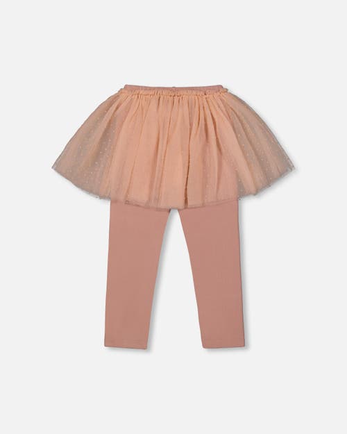 Deux Par Deux Leggings With Tulle Skirt In Brown