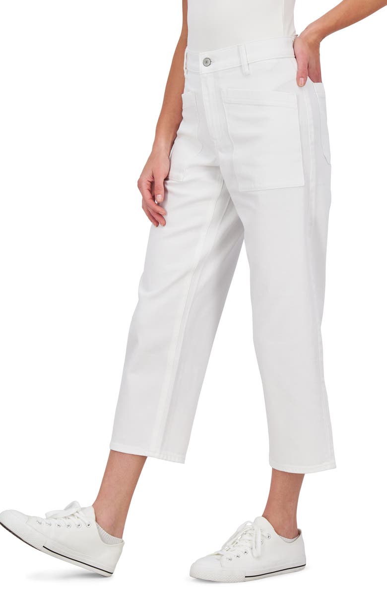 Lucky Brand High Waist Crop Wide Leg Jeans, Alternate, color, Clean White