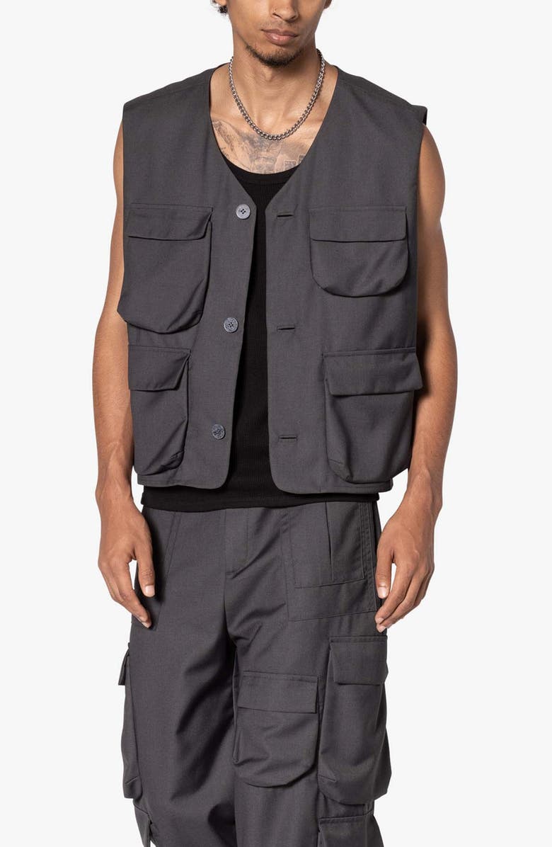 mnml Bonded Cotton Gabardine Cargo Vest, Alternate, color, 