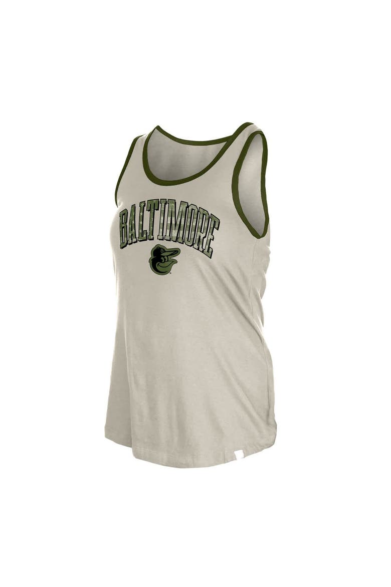 Women's New Era  Cream Baltimore Orioles Armed Forces Tank Top, Alternate, color, Khaki