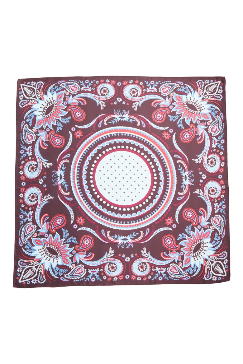 Oversize Square Satin Scarf, Alternate, color, BURGUNDY CIRCLE