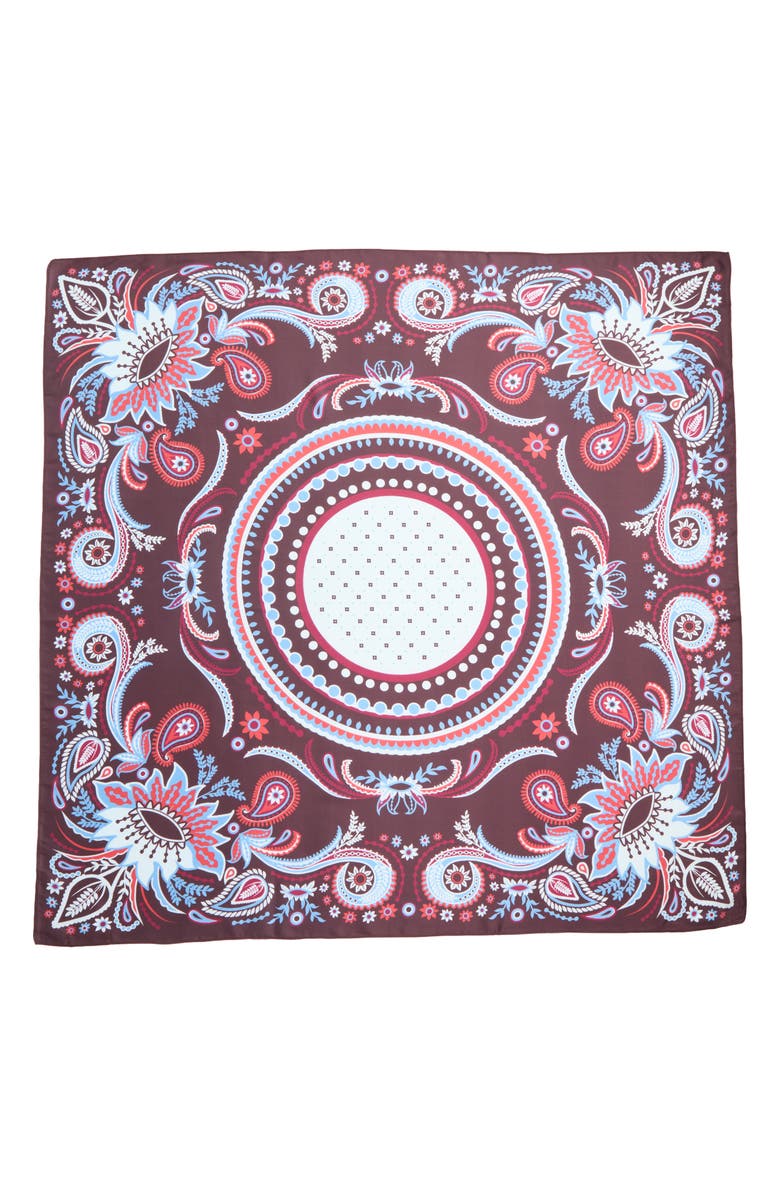 Treasure & Bond Oversize Square Satin Scarf, Alternate, color, Burgundy Circle