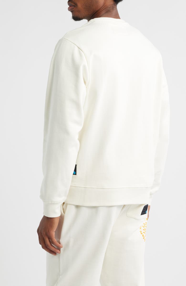 VIC GARCIA WORLD Unique Floral Embroidered Crewneck Sweatshirt, Alternate, color, Vanilla Ice