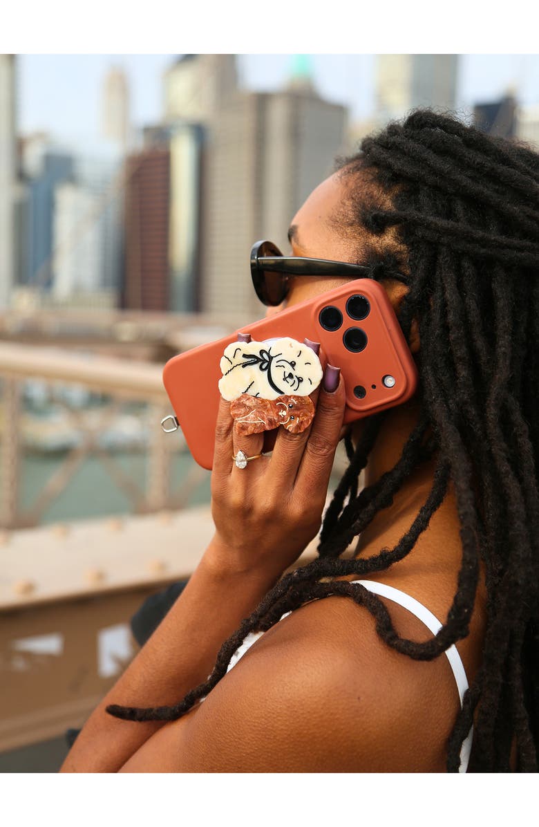 Solar Eclipse Hand Painted Puppy Friends Phone Grip, Alternate, color, Brown