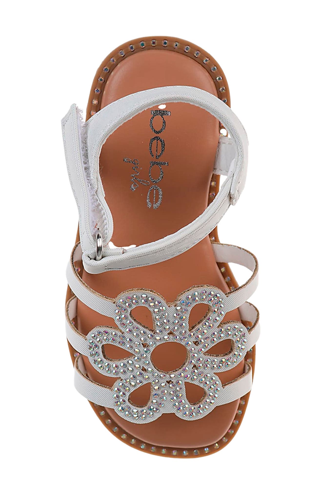 bebe Kids' Rhinestone Flower Sandal, Alternate, color, 