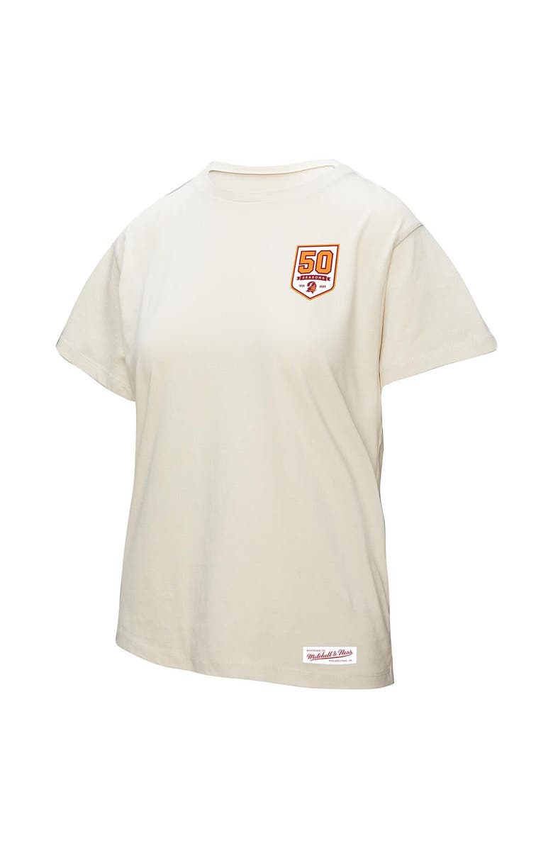 Mitchell & Ness Women's Mitchell & Ness Cream Tampa Bay Buccaneers 50th Season Pirate Oversized Boyfriend T-Shirt, Alternate, color, Cream