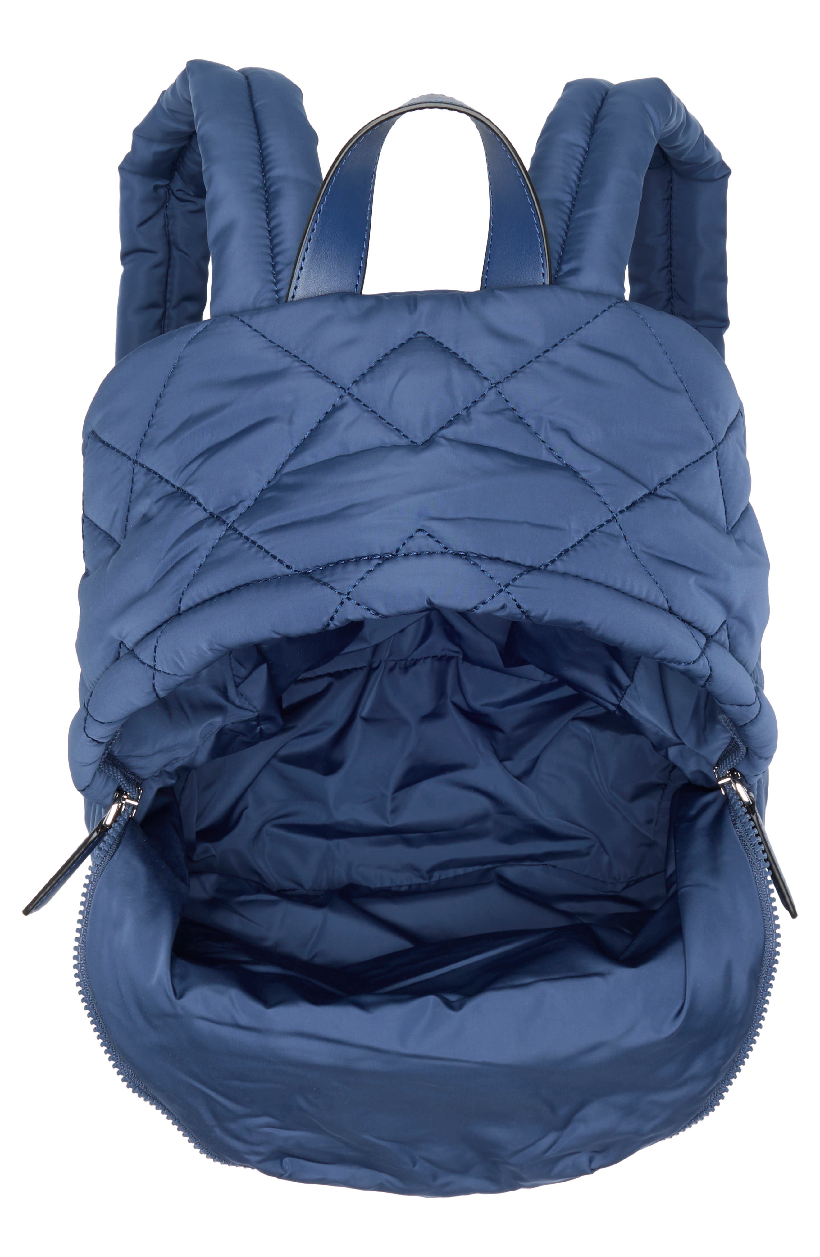Quilted Nylon School Backpack, Alternate, color, AZURE BLUE